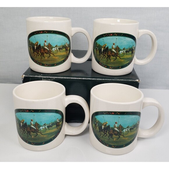 Ralph Lauren 1978 Coffee CupsSet of 4 Equestrian Polo Player Limited Edition